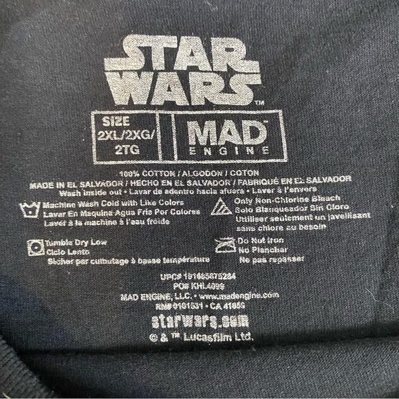 STAR WARS Chewbacca Words of Wisdom Graphic T-Shirt Black big men's size 2XL - Picture 4 of 4